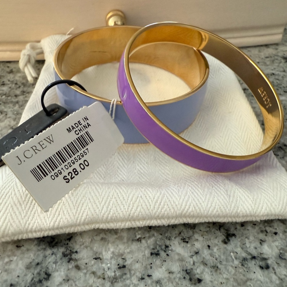 J. Crew Gold-Trimmed Purple and Blue Bracelets